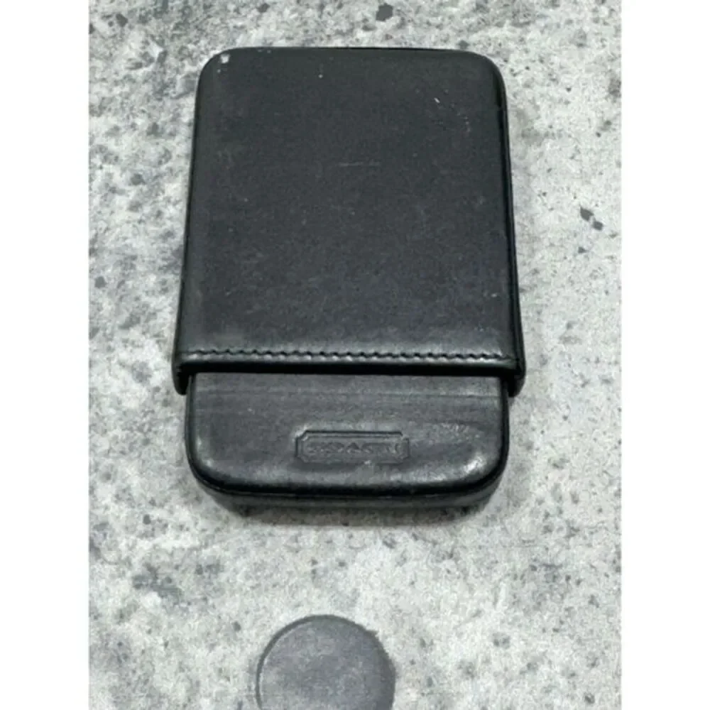 Vintage Coach Black Structured Leather Business Card Case